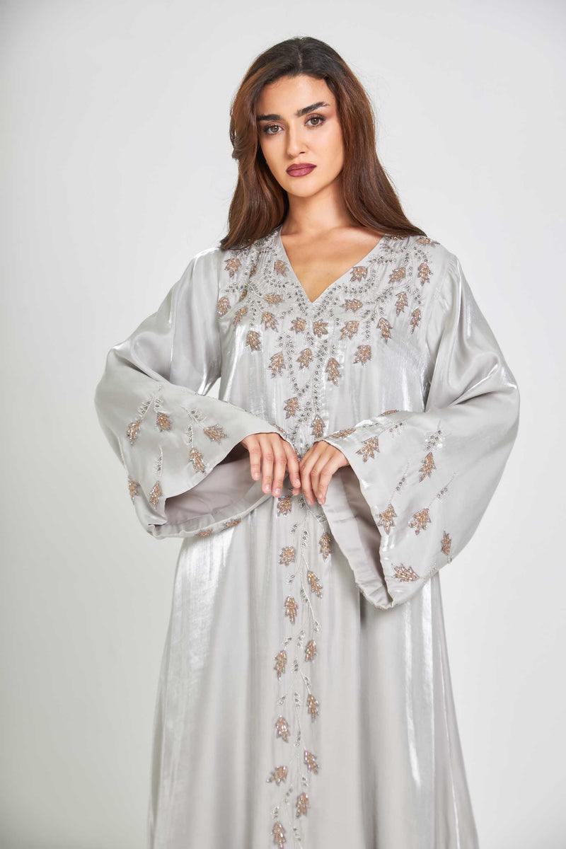 Autumn Embroidered Metallic Abaya