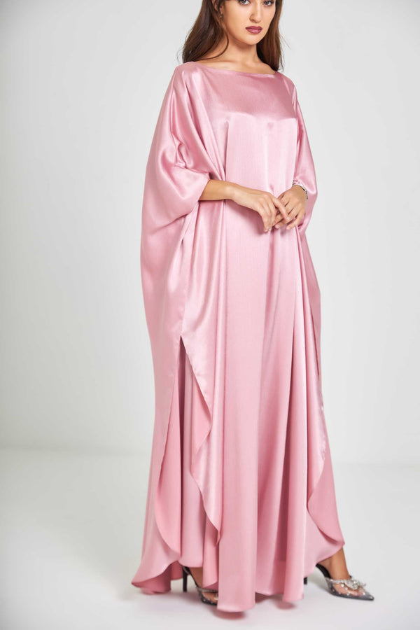 Rose Metallic Caftan with High Slits Paired with Matching Palazzos