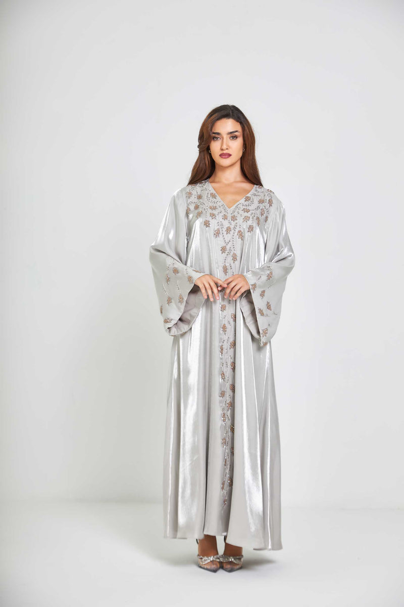 Autumn Embroidered Metallic Abaya