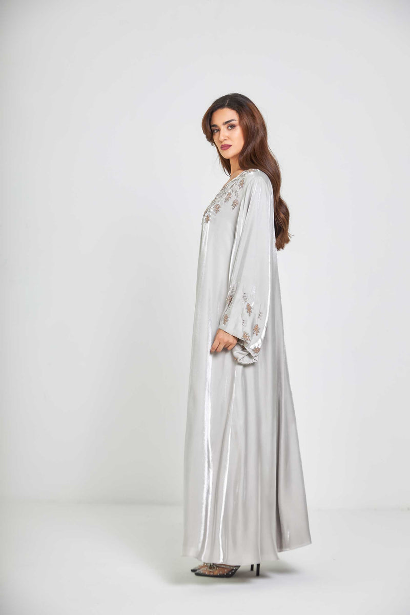 Autumn Embroidered Metallic Abaya