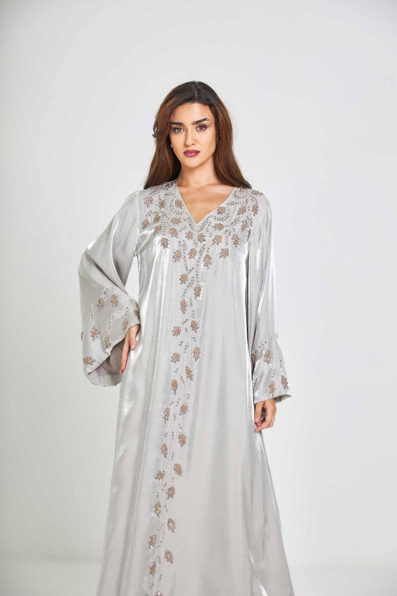 Autumn Embroidered Metallic Abaya