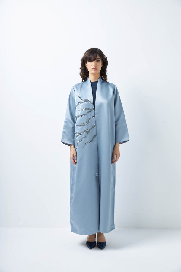 Sunburst Crystals and Sequential Blue Abaya by ZAAL