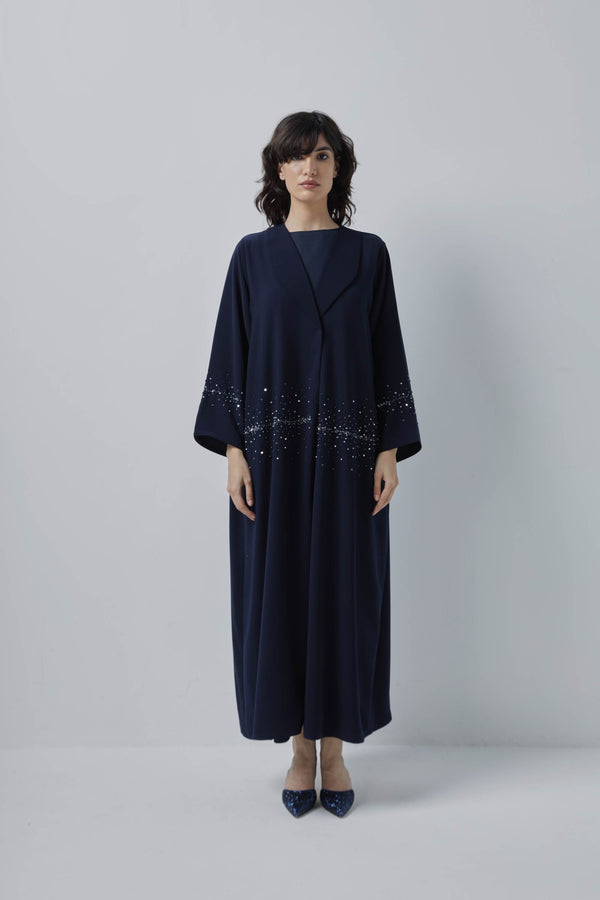 Navy Straight Cut Starlight Abaya from ZAAL