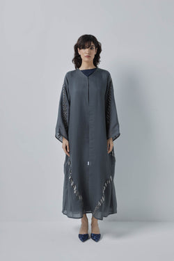 Semi Fancy Light Grey Abaya by ZAAL