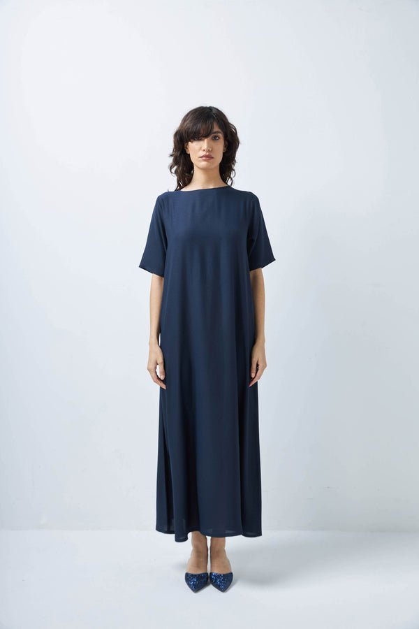 Navy Dress with Half Sleeve by Zahrah Othman