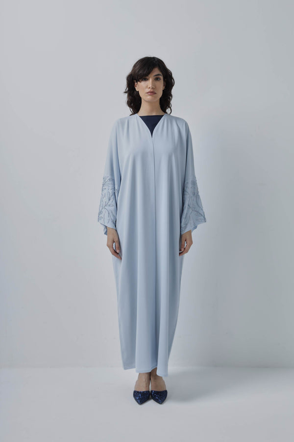 Turquoise Bead Craftsmanship Blue Abaya by ZAAL