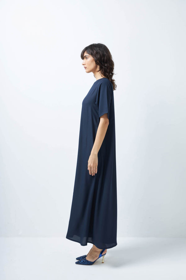 Navy Dress with Half Sleeve by Zahrah Othman