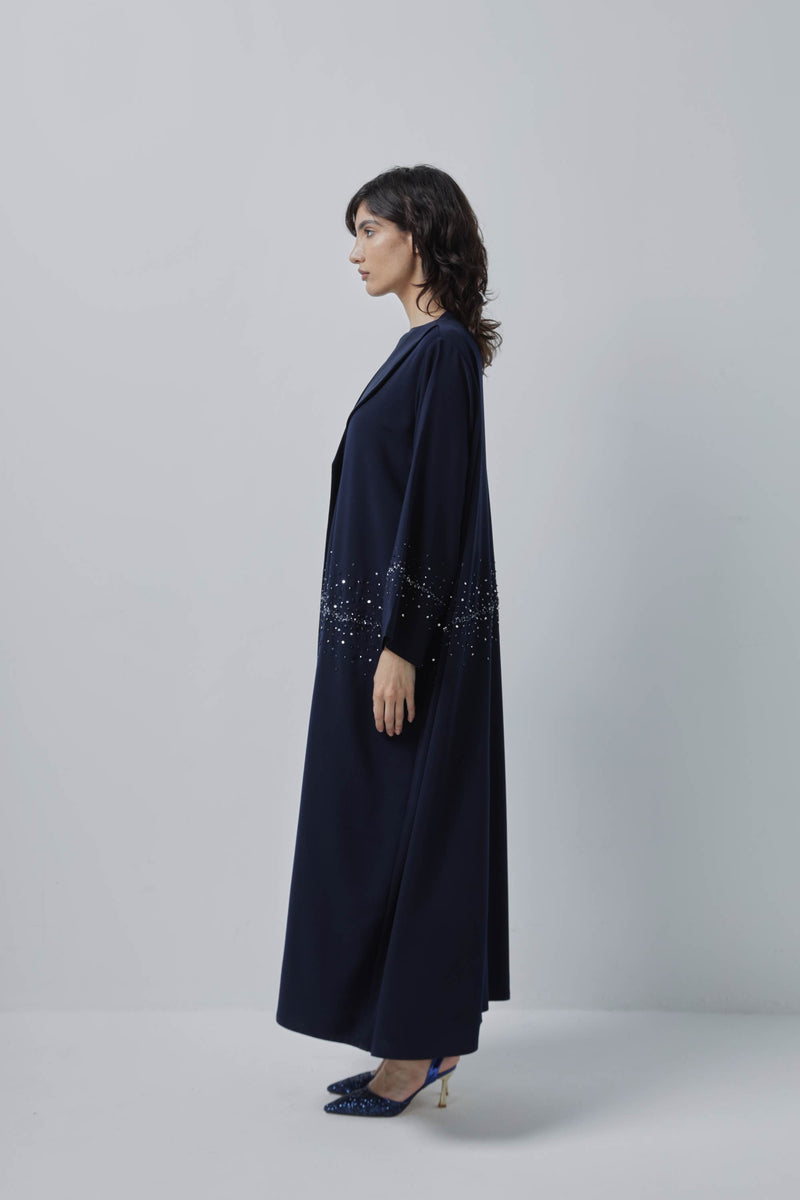 Navy Straight Cut Starlight Abaya from ZAAL