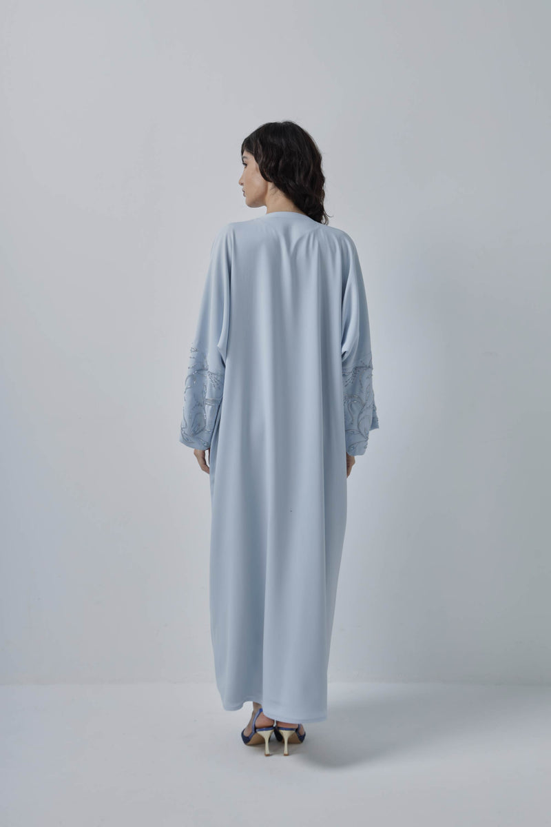 Turquoise Bead Craftsmanship Blue Abaya by ZAAL