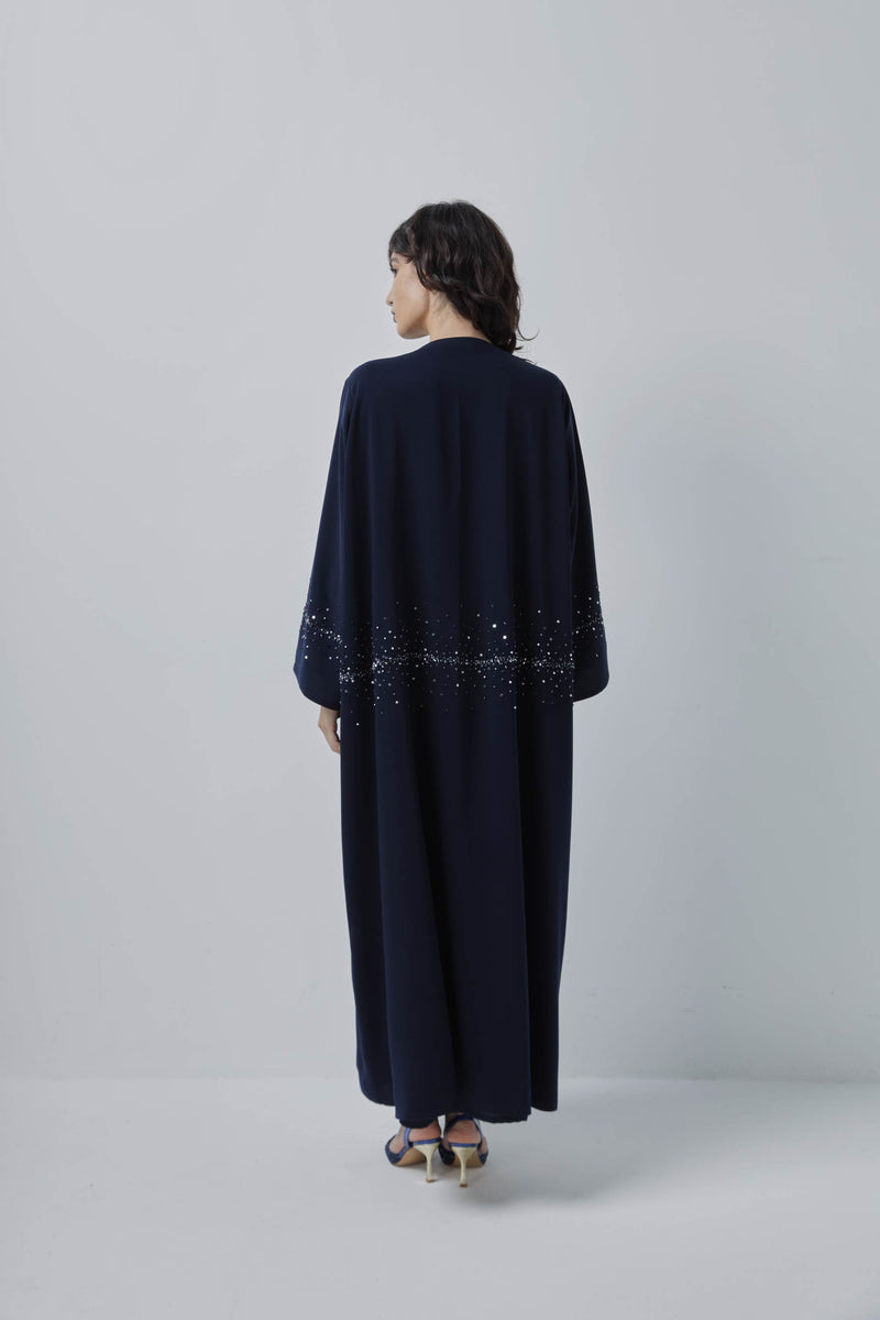 Navy Straight Cut Starlight Abaya from ZAAL