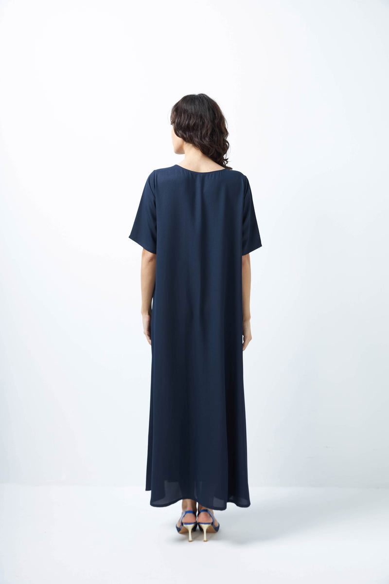 Navy Dress with Half Sleeve by Zahrah Othman