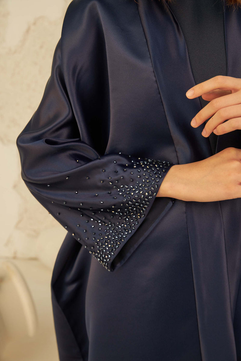 Classic Stonework Sleeve Midnight Blue Abaya by ZAAL