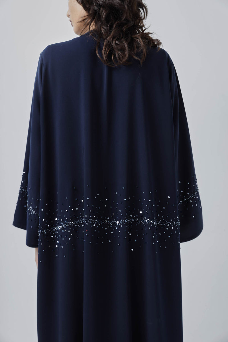 Navy Straight Cut Starlight Abaya from ZAAL