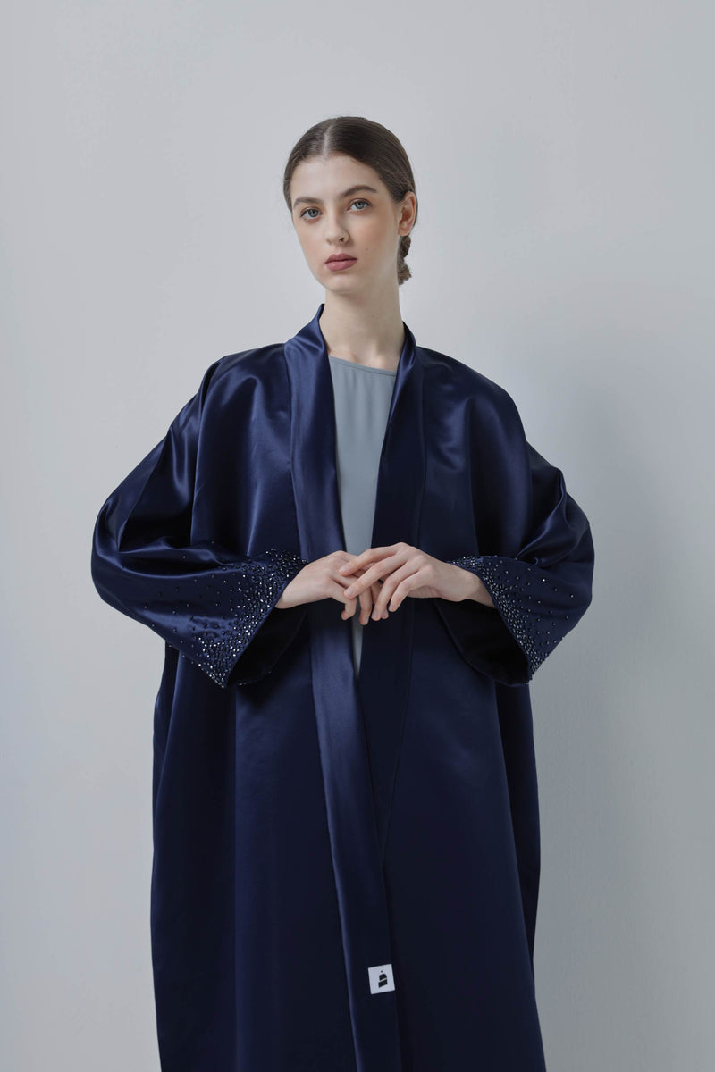 Classic Stonework Sleeve Midnight Blue Abaya by ZAAL