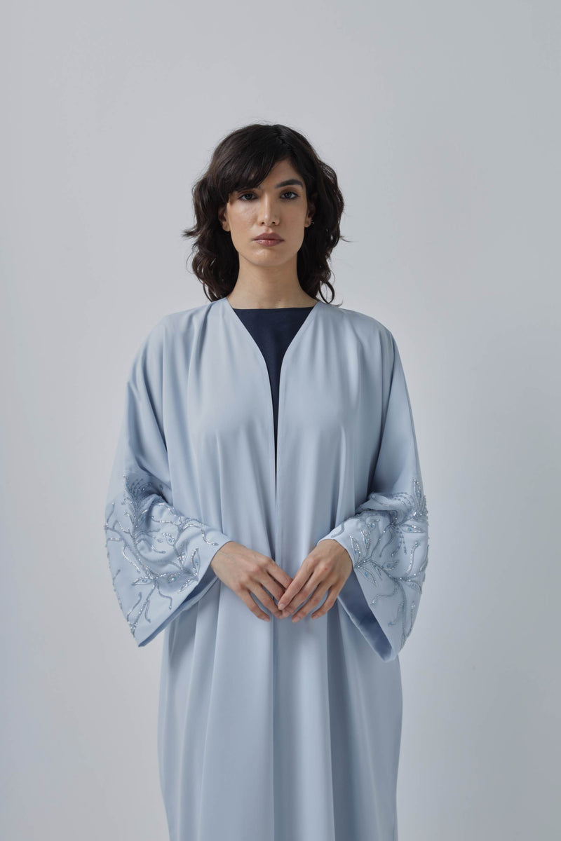 Turquoise Bead Craftsmanship Blue Abaya by ZAAL