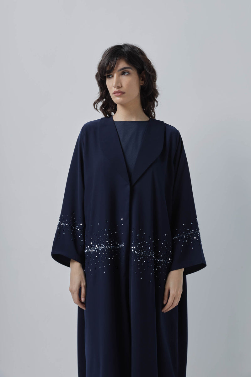 Navy Straight Cut Starlight Abaya from ZAAL