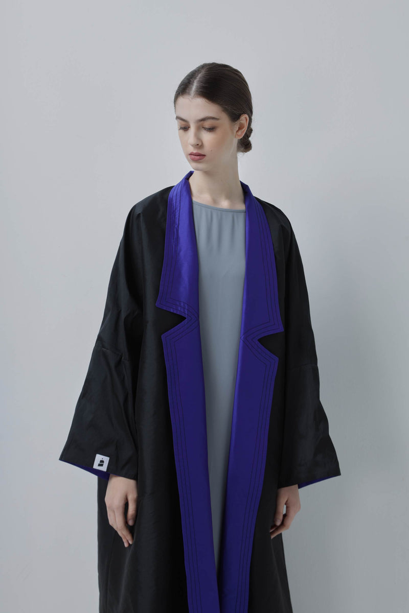 Blue and Black Reversable Abaya by ZAAL